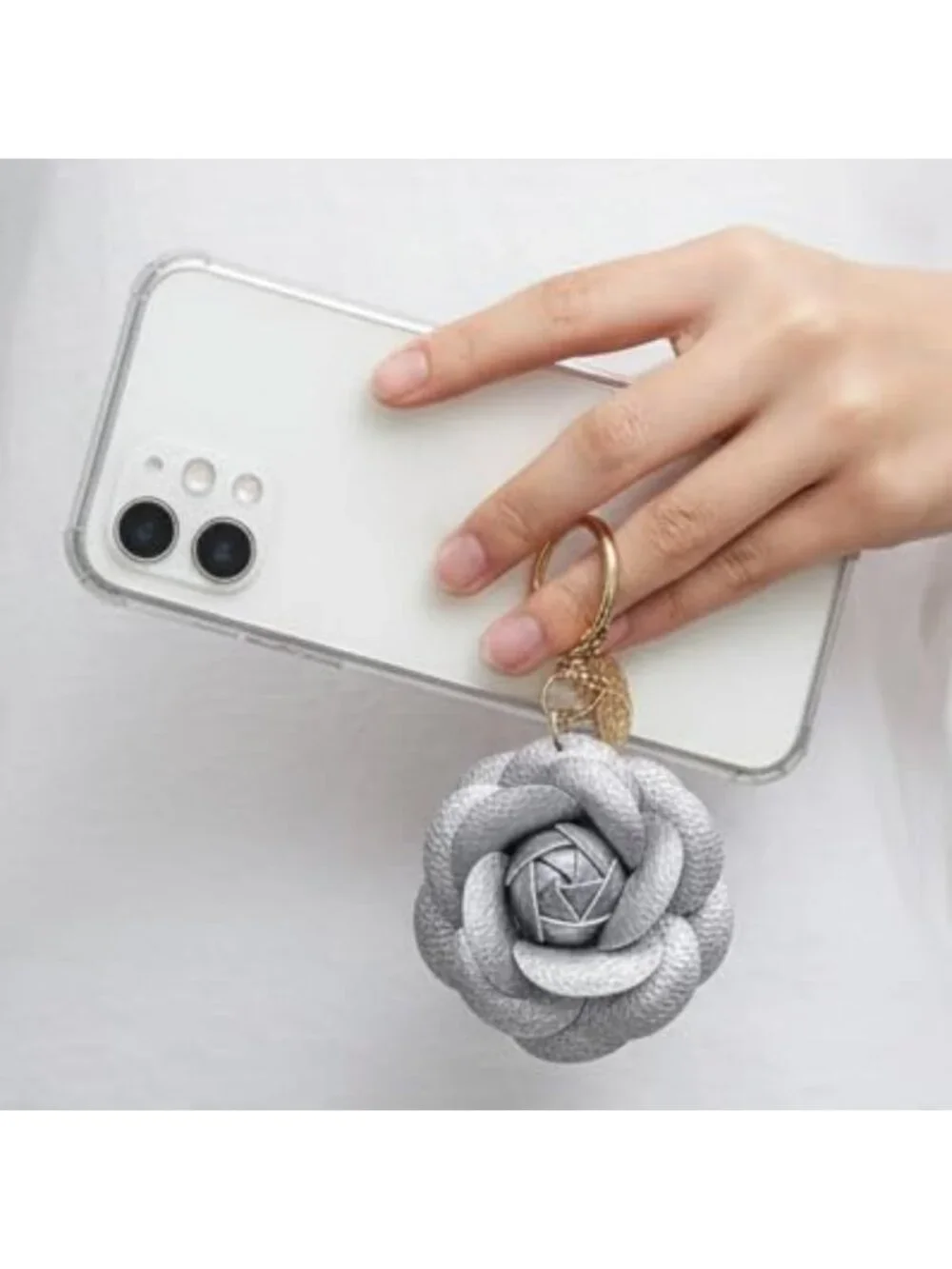 Set of 2 Leather Flower Bag Charms - Cute Rose Keychains for Handbags & Totes